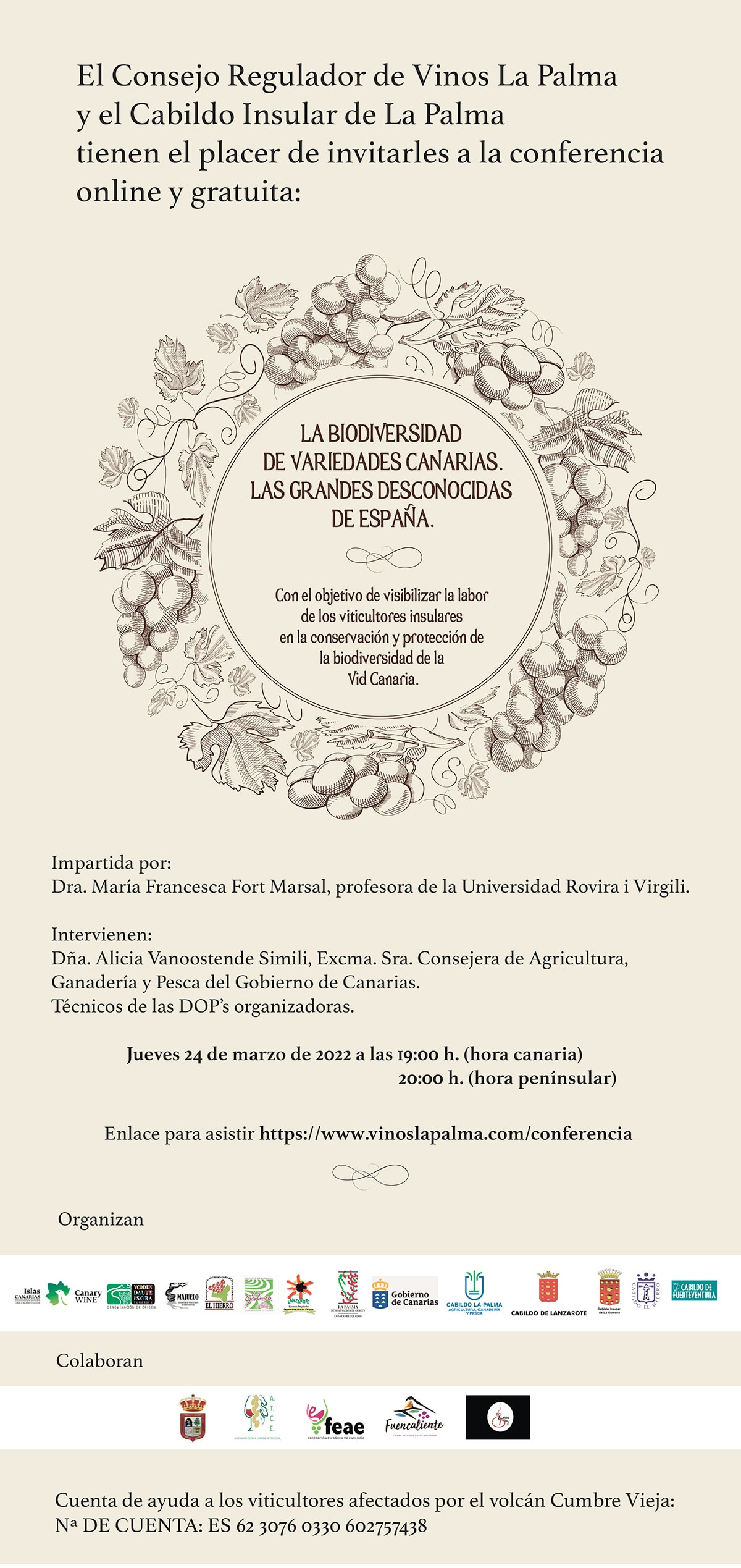 Conferencia: La Biodiversidad de las Variedades de Vid Canarias. 